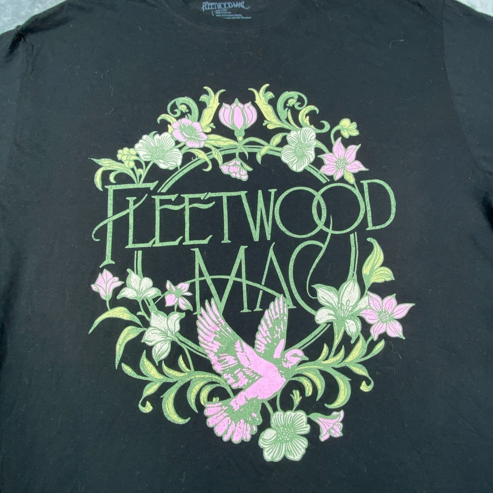 Fleetwood Mac Graphic Shirt 2XL Black Floral Tee Band Music Classic Rock Top Y2K - Picture 2 of 8
